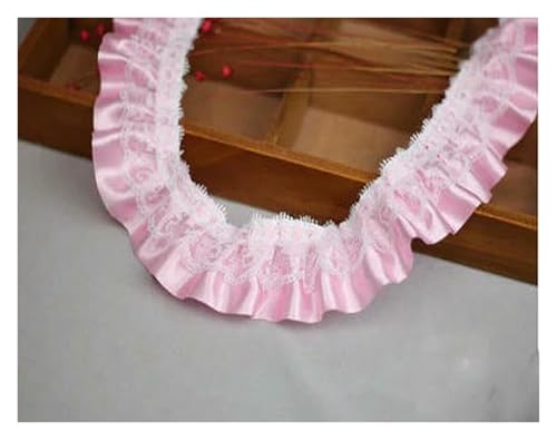 Gerüschter plissierter Spitzenbesatz, Spitzenborte zum Nähen, 80 Meter Rüschen, Satin-Schnürsenkel, Stoffbänder zum Selbermachen (Rosa) von RURUR