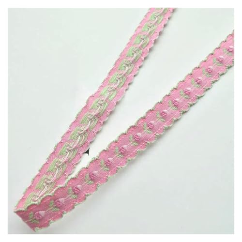 Jacquard-Band, bestickter Stoff, 1 m, Blumenstickerei, Jacquard-Spitzenband, zum Basteln (Rosa) von RURUR
