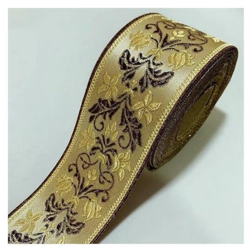Jacquard-Band, bestickter Stoff, 1 m, geometrisch, einseitig, Jacquard-Bänder, zum Selbermachen (Gold) von RURUR