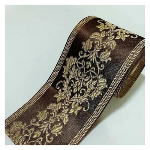 Jacquard-Band, bestickter Stoff, 1 m, geometrisch, einseitig, Jacquard-Bänder, zum Selbermachen (braun) von RURUR
