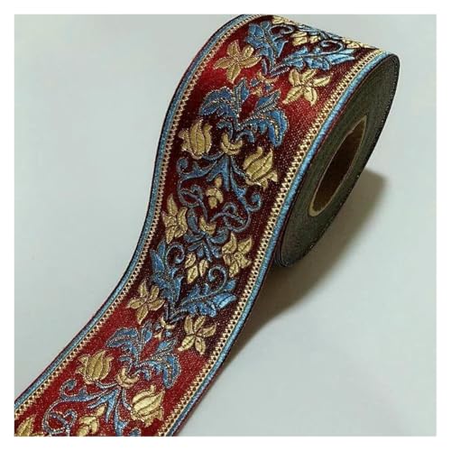 Jacquard-Band, bestickter Stoff, 1 m, geometrisch, einseitig, Jacquard-Bänder, zum Selbermachen (rot) von RURUR
