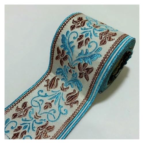 Jacquard-Band, bestickter Stoff, 1 m, geometrisches einseitiges Jacquard-Band, zum Selbermachen (blau) von RURUR