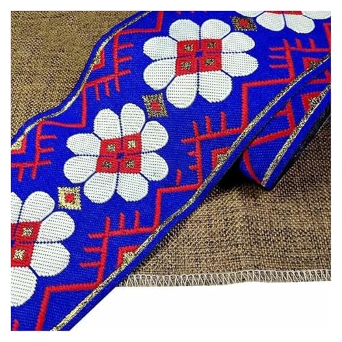 Jacquard-Band, bestickter Stoff, 1 m Stickerei, ethnisches Gurtband, gewebtes Band, Spitzenband (blau) von RURUR