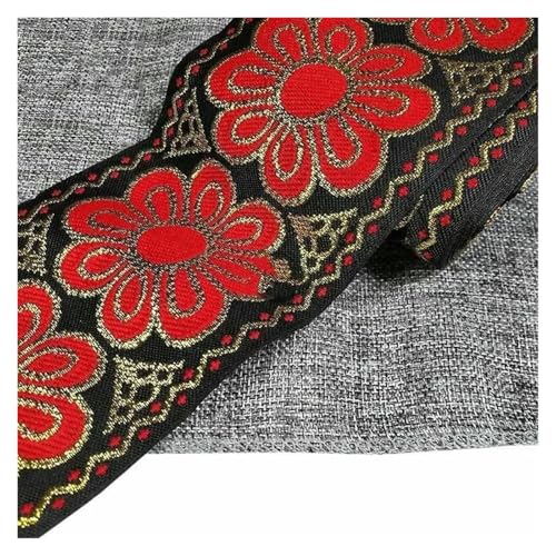 Jacquard-Band, bestickter Stoff, 1 m Stickerei, ethnisches Gurtband, gewebtes Band, Spitzenband (rot) von RURUR