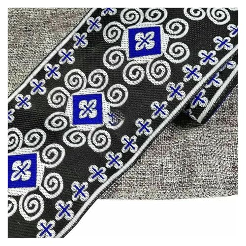 Jacquard-Band, bestickter Stoff, 1 m Stickerei, ethnisches Gurtband, gewebtes Band, Spitzenband (schwarz) von RURUR