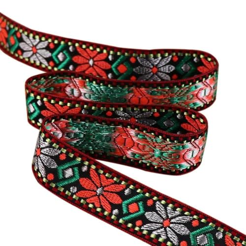 Jacquard-Band, bestickter Stoff, 2,3 cm, Vintage, bunt, geometrische Jacquard-Bänder, 4,5 m, Rot Jacquard-Band, bestickter Stoff, 2,3 cm, Vintage, bunt, geometrische Jacquard-Bänder, 4,5 m, Rot von RURUR