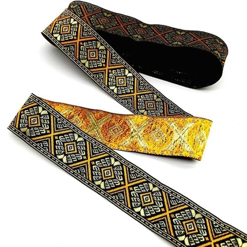 Jacquard-Band, bestickter Stoff, 2,7 m, Vintage-Stil, ethnische Stickerei, Spitzenband, DIY (gelb) von RURUR