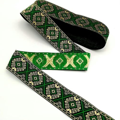 Jacquard-Band, bestickter Stoff, 2,7 m, Vintage-Stil, ethnische Stickerei, Spitzenband, DIY (grün) von RURUR