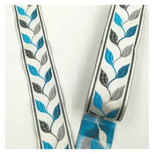 Jacquard-Band, bestickter Stoff, 33 mm, Vintage-Stil, ethnisches Band, Spitzenborte, DIY-Zubehör (blau) von RURUR