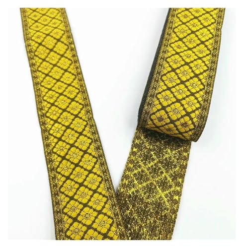 Jacquard-Band, bestickter Stoff, 33 mm, Vintage-Stil, ethnisches Band, Spitzenborte, DIY-Zubehör (gelb) von RURUR