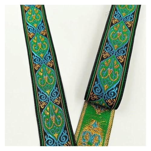 Jacquard-Band, bestickter Stoff, 33 mm, Vintage-Stil, ethnisches Band, Spitzenborte, DIY-Zubehör (grün) von RURUR