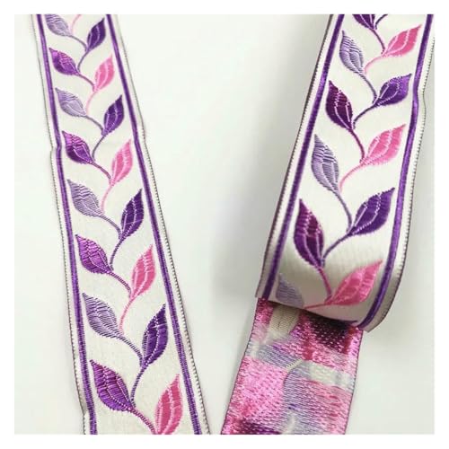 Jacquard-Band, bestickter Stoff, 33 mm, Vintage-Stil, ethnisches Band, Spitzenborte, DIY-Zubehör (lila) von RURUR