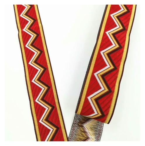 Jacquard-Band, bestickter Stoff, 33 mm, Vintage-Stil, ethnisches Band, Spitzenborte, DIY-Zubehör (rot) von RURUR