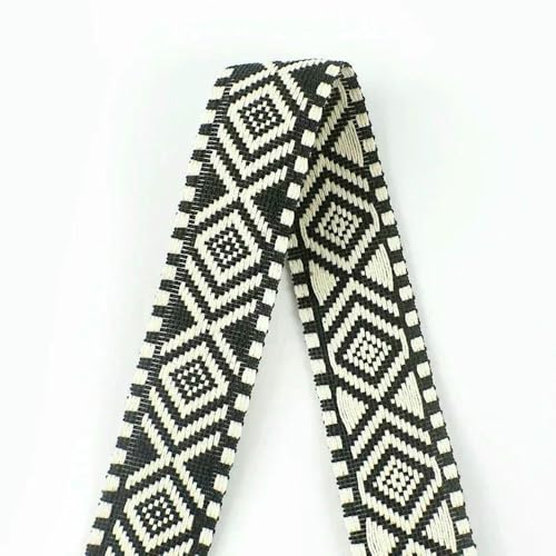 Jacquard-Band, bestickter Stoff, 38 mm, ethnisches Jacquard-Gurtband, Leinwandband (schwarz) von RURUR