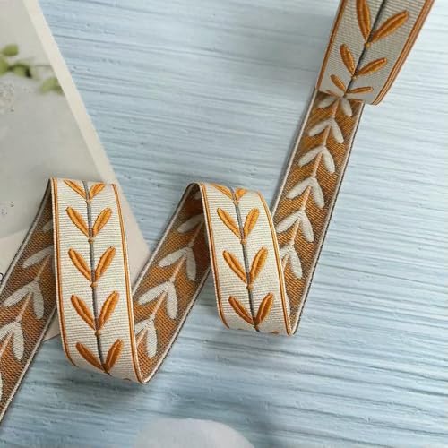 Jacquard-Band, bestickter Stoff, 45 Meter/viele Blumen für Vorhänge, Kleidungszubehör, Orange Jacquard-Band, bestickter Stoff, 45 Meter/viele Blumen für Vorhänge, Kleidungszubehör, Orange von RURUR