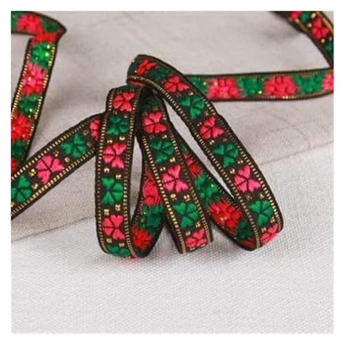 Jacquard-Band, bestickter Stoff, 7 m/Los, Breite 1 cm, Blume, Vintage, handgefertigt, Jacquard-Bänder (schwarz) von RURUR