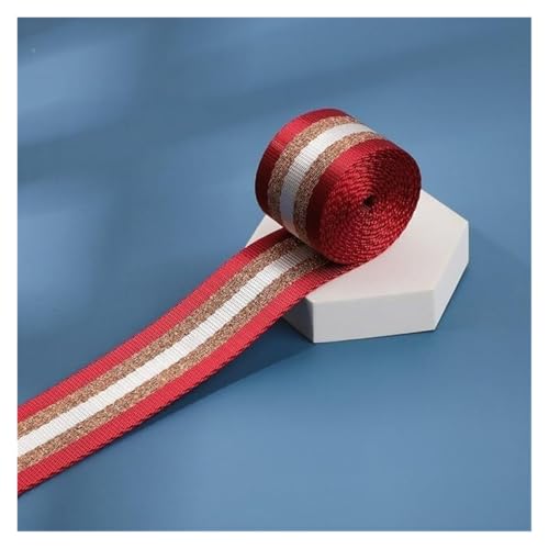 Jacquard-Band, bestickter Stoff, 91 cm, 38 mm, bedrucktes Gurtband, Patchwork-Streifen-Zubehör (Rot - C) von RURUR