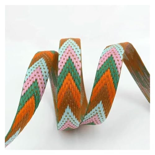 Jacquard-Band, bestickter Stoff, Polyester-Jacquard-Band, 22 mm breit, ethnisches Gurtband, 5 m (Orange) von RURUR