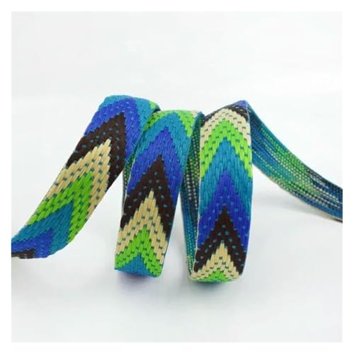 Jacquard-Band, bestickter Stoff, Polyester-Jacquard-Band, 22 mm breit, ethnisches Gurtband, 5 m (grün) von RURUR