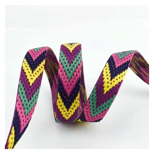 Jacquard-Band, bestickter Stoff, Polyester-Jacquard-Band, 22 mm breit, ethnisches Gurtband, 5 m (lila) von RURUR
