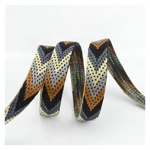 Jacquard-Band, bestickter Stoff, Polyester-Jacquard-Band, 22 mm breit, ethnisches Gurtband, 5 m (schwarz) von RURUR