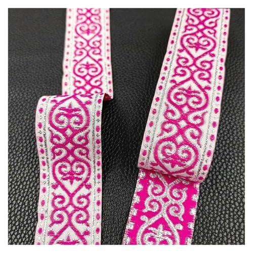 Jacquard-Band, bestickter Stoff, bestickter Stoff, 7 m, 3,3 cm, bestickte Jacquard-Bänder, gewebte Spitzenborte (Rosa) von RURUR