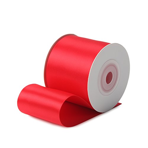 RUSPEPA Doppelseitiges Satinband – 50mm x 9m Geschenkband Dekoband - 252 Rot von RUSPEPA