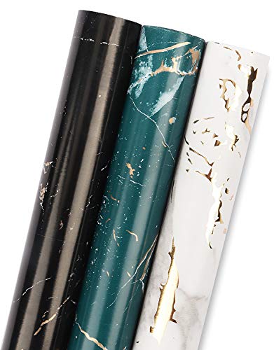 RUSPEPA Geschenkpapierpapierrolle - Mini Roll - 3 Verschiedene Marmor-Designs - 43,2 cm x 3,05 m Pro Rolle von RUSPEPA