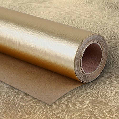 RUSPEPA Geschenkpapierrolle - Premium Eco-Friendly Holzmaserung Basics - Glossy Gold Für Geburtstag, Urlaub, Hochzeit, Wrap - 76 cm X 5 m von RUSPEPA