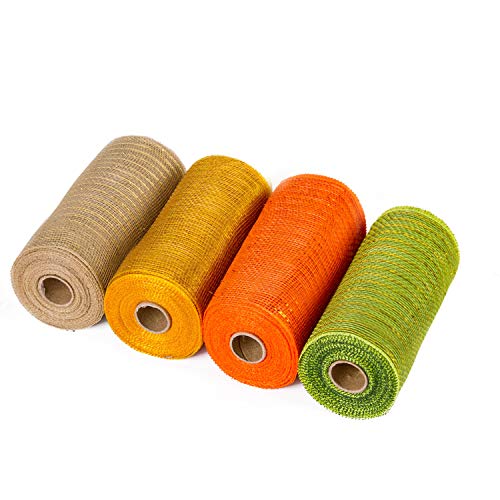 RUSPEPA Ribbon - 15 cm X 9,14 m Pro Rolle - Metallfolie Orange/Gold/Creme/Grün Set Für Kränze, Swags Und Dekorationen - 4Er Pack RUSPEPA Ribbon - 15 cm X 9,14 m Pro Rolle - Metallfolie Orange/Gold/Creme/Grün Set Für Kränze, Swags Und Dekorationen - 4Er Pack von RUSPEPA