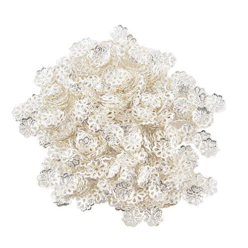 RUSWEST Schöne Perle 6Mm Silberton Blumen Perlen Kappen Für Schmuck Machen (Über 500 Stück) von RUSWEST