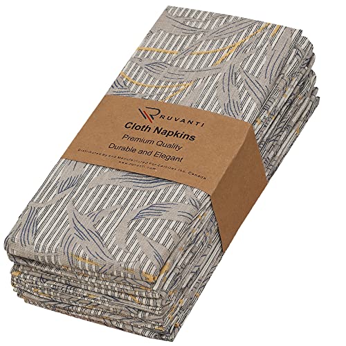 Ruvanti Stoffservietten, 6 Stück, 45.7x45.7 cm, weich und saugfähig, 100% Baumwolle, waschbar und wiederverwendbar. Leinenserviette für Weihnachten, Abendessen und Hochzeiten, Partys – Blatt Ruvanti Stoffservietten, 6 Stück, 45.7x45.7 cm, weich und saugfähig, 100% Baumwolle, waschbar und wiederverwendbar. Leinenserviette für Weihnachten, Abendessen und Hochzeiten, Partys – Blatt von RUVANTI