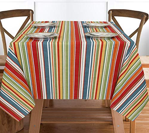 Ruvanti Tischdecke, rechteckig, 264,2 x 152,4 cm, 100 % Baumwolle, schmutzabweisend, wiederverwendbar, waschbar, rutschfest, perfekt für Hochzeit, Abendessen und Partys, mehrfarbig gestreift Ruvanti Tischdecke, rechteckig, 264,2 x 152,4 cm, 100 % Baumwolle, schmutzabweisend, wiederverwendbar, waschbar, rutschfest, perfekt für Hochzeit, Abendessen und Partys, mehrfarbig gestreift von RUVANTI