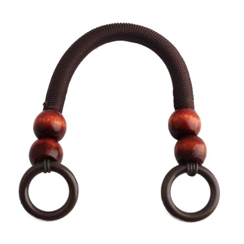 Geflochtener Taschengurt 2 Stück Nylonseil Holzperlen-Geldbörsengurt Ersatzgriff Vier Holzperlen U-förmiger Umhängetaschengriff(Coffee Red) von RUWLFE