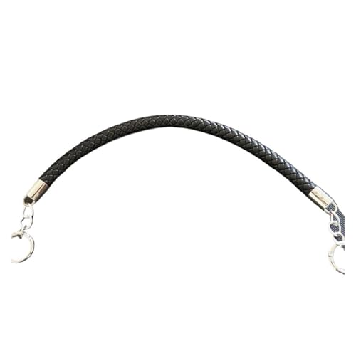 RUWLFE Geflochtener Taschengurt 2 Stück Kurze geflochtene Seilgriffe aus PU-Leder for Handtaschen-Umhängetaschengurte, Ersatzzubehör(Black,50cm) von RUWLFE