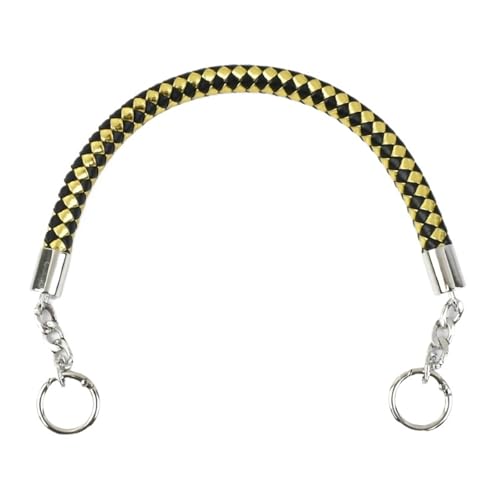 RUWLFE Geflochtener Taschengurt 2 Stück Kurze geflochtene Seilgriffe aus PU-Leder for Handtaschen-Umhängetaschengurte, Ersatzzubehör(Blak Gold,30cm) von RUWLFE