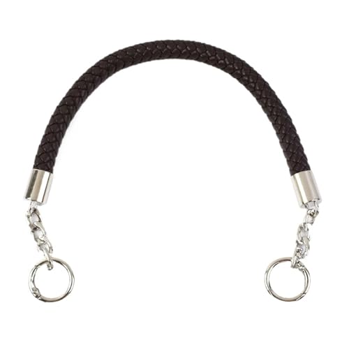 RUWLFE Geflochtener Taschengurt 2 Stück Kurze geflochtene Seilgriffe aus PU-Leder for Handtaschen-Umhängetaschengurte, Ersatzzubehör(Coffee,50cm) von RUWLFE