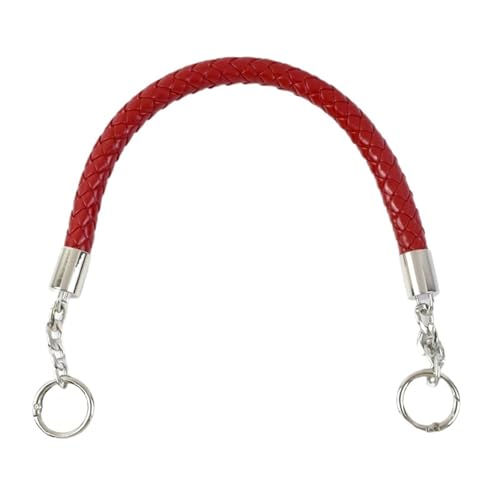RUWLFE Geflochtener Taschengurt 2 Stück Kurze geflochtene Seilgriffe aus PU-Leder for Handtaschen-Umhängetaschengurte, Ersatzzubehör(Red,60cm) von RUWLFE