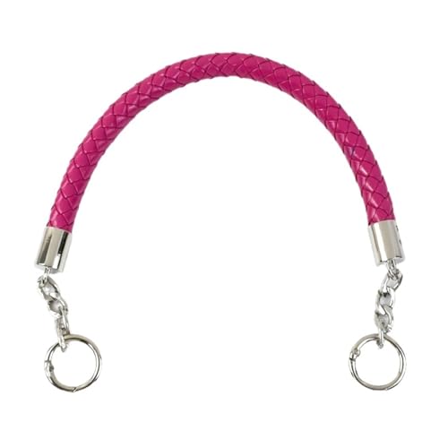RUWLFE Geflochtener Taschengurt 2 Stück Kurze geflochtene Seilgriffe aus PU-Leder for Handtaschen-Umhängetaschengurte, Ersatzzubehör(Rose red,40cm) von RUWLFE