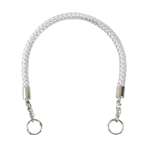RUWLFE Geflochtener Taschengurt 2 Stück Kurze geflochtene Seilgriffe aus PU-Leder for Handtaschen-Umhängetaschengurte, Ersatzzubehör(Silver,30cm) von RUWLFE