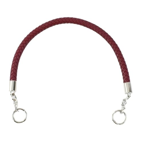 RUWLFE Geflochtener Taschengurt 2 Stück Kurze geflochtene Seilgriffe aus PU-Leder for Handtaschen-Umhängetaschengurte, Ersatzzubehör(Wine Red,50cm) von RUWLFE