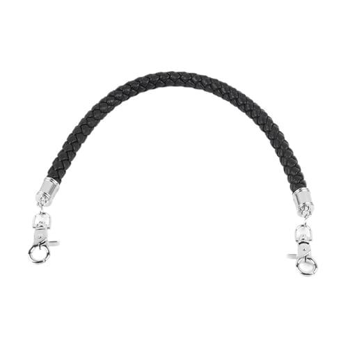 RUWLFE Geflochtener Taschengurt 2 Stück PU-Leder-Schultertaschengurt, geflochtenes Seil, Kurze Griffe for Handtaschen, Geldbörsengürtel, DIY-Ersatztaschenzubehör(Black) von RUWLFE