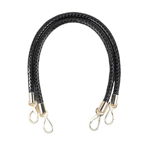 RUWLFE Geflochtener Taschengurt 2 Stück PU-Leder geflochtene Seilgriffe for Handtaschen-Umhängetaschengurt handgefertigte Tasche DIY-Zubehör(Black) von RUWLFE