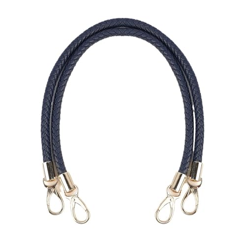 RUWLFE Geflochtener Taschengurt 2 Stück PU-Leder geflochtene Seilgriffe for Handtaschen-Umhängetaschengurt handgefertigte Tasche DIY-Zubehör(Dark Blue) von RUWLFE