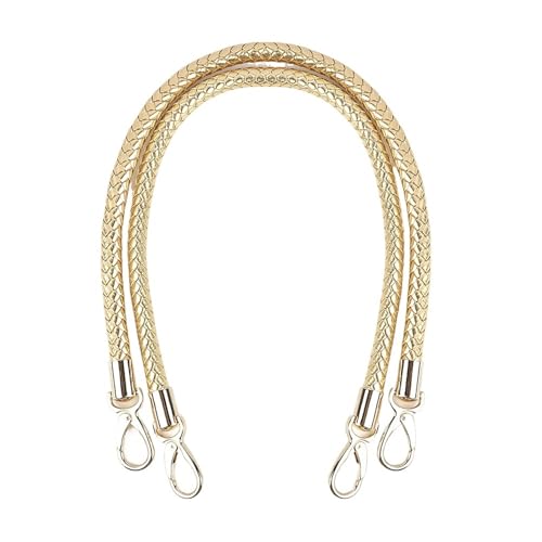 RUWLFE Geflochtener Taschengurt 2 Stück PU-Leder geflochtene Seilgriffe for Handtaschen-Umhängetaschengurt handgefertigte Tasche DIY-Zubehör(Gold) von RUWLFE