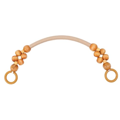 RUWLFE Geflochtener Taschengurt 4 Stück 46 cm Holz-Kunststoff-Perlenseil Taschengurt Griff Schultergurt for Geldbörse Ersatz Taschengurt DIY Taschenzubehör(Beige) von RUWLFE