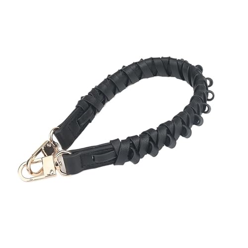 RUWLFE Geflochtener Taschengurt Geflochtener Leder-Ersatzgriff-Geldbörsengurt, Handtaschen-Schultertaschengurt, Damen-Eimer-Taschen-Kupplung, DIY-Zubehör(Black) von RUWLFE
