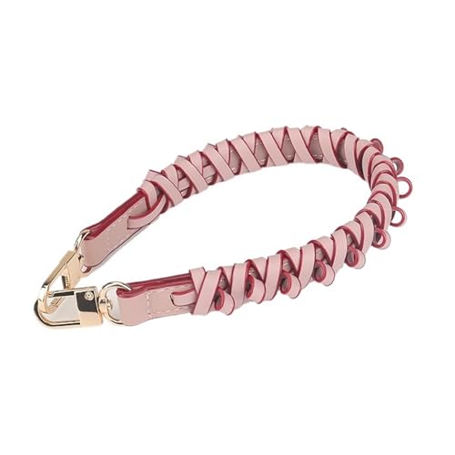 RUWLFE Geflochtener Taschengurt Geflochtener Leder-Ersatzgriff-Geldbörsengurt, Handtaschen-Schultertaschengurt, Damen-Eimer-Taschen-Kupplung, DIY-Zubehör(Pink) von RUWLFE
