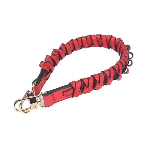 RUWLFE Geflochtener Taschengurt Geflochtener Leder-Ersatzgriff-Geldbörsengurt, Handtaschen-Schultertaschengurt, Damen-Eimer-Taschen-Kupplung, DIY-Zubehör(Red) von RUWLFE