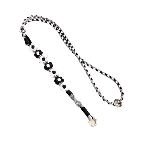 RUWLFE Geflochtener Taschengurt Handgewebter Schultergurt for Handtasche, Blumenmuster, gewebt, for Verwandeln, Ersatztaschenzubehör(Black 2pcs) von RUWLFE